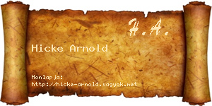 Hicke Arnold névjegykártya